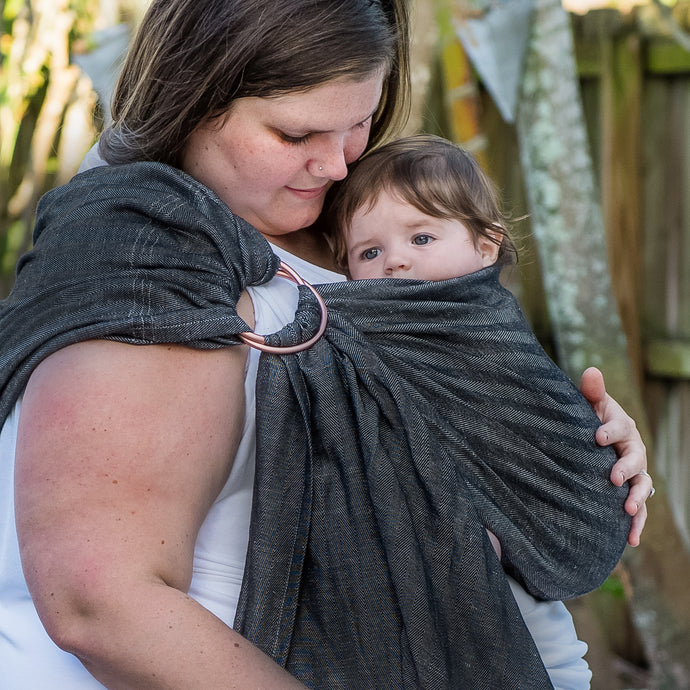carbon + rose gold |  ring sling baby carrier