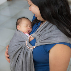 graphite + rose gold  |  ring sling baby carrier