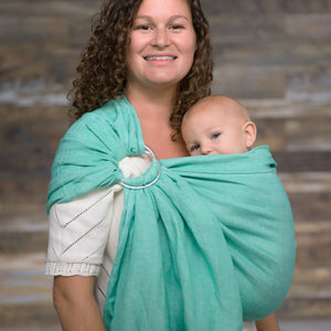 mint + shiny silver  | ring sling baby carrier